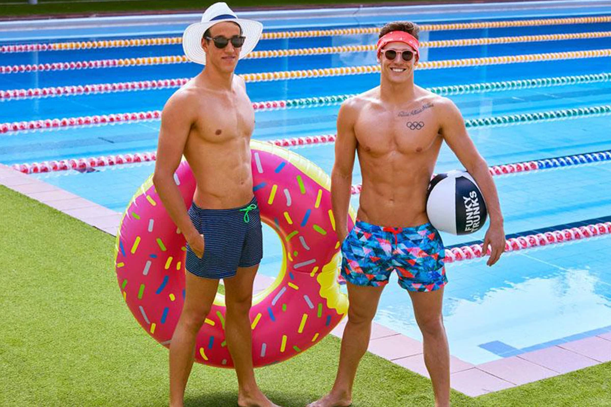 Funky Trunks - White Stripes Mens Shorty Shorts Short 7 Funky Trunks - White Stripes Mens Shorty Shorts Short - Image 5